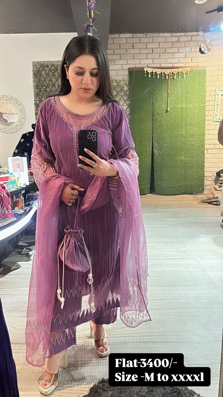 Yamini purple cut work potli Suit