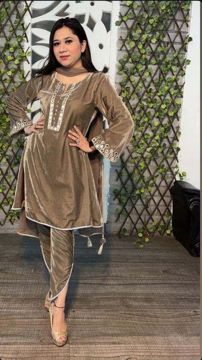 Bhasin Grey peplum Suit