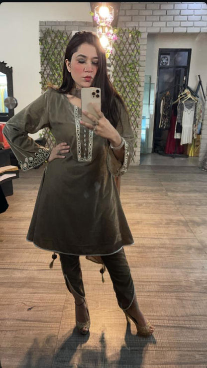 Bhasin Grey peplum Suit