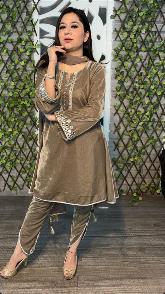 Bhasin Grey peplum Suit