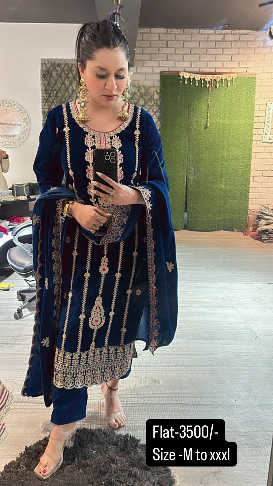 Zayra Teal Blue Velvet Suit