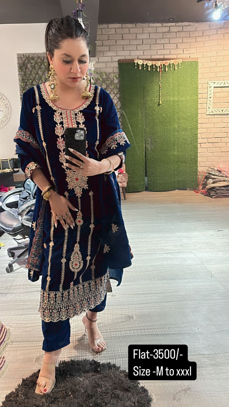 Zayra Teal Blue Velvet Suit