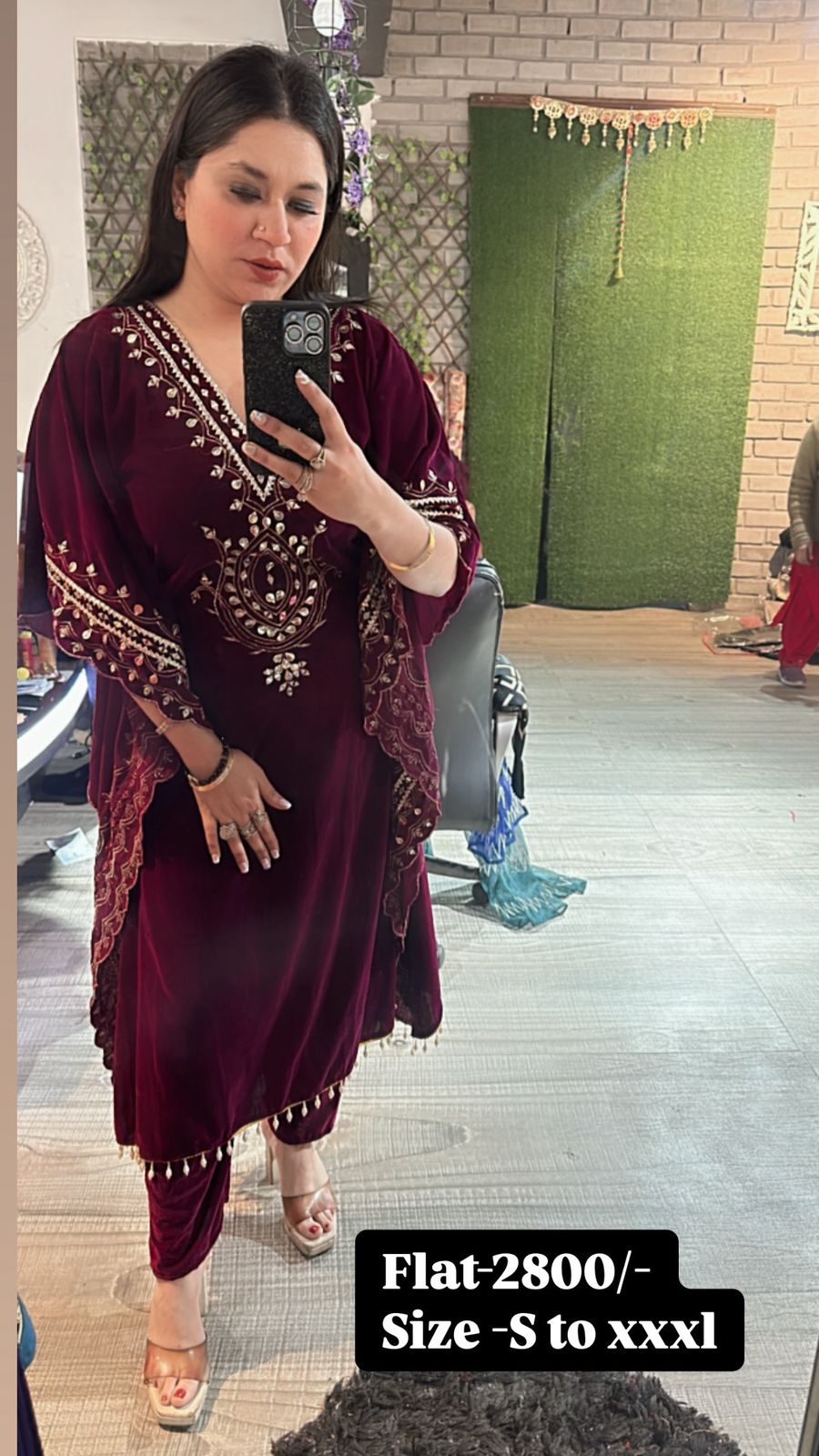 Pati Mahroon Velvet kaftan