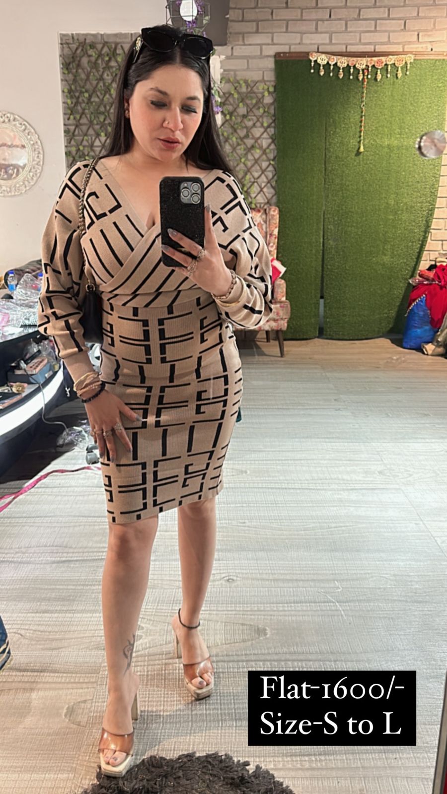 Vintage Beige Woolen Dress