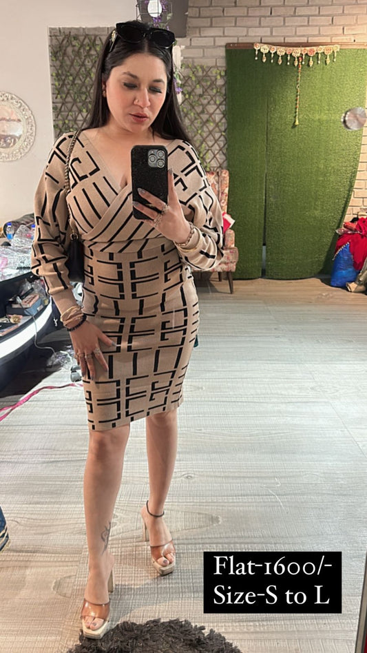 Vintage Beige Woolen Dress