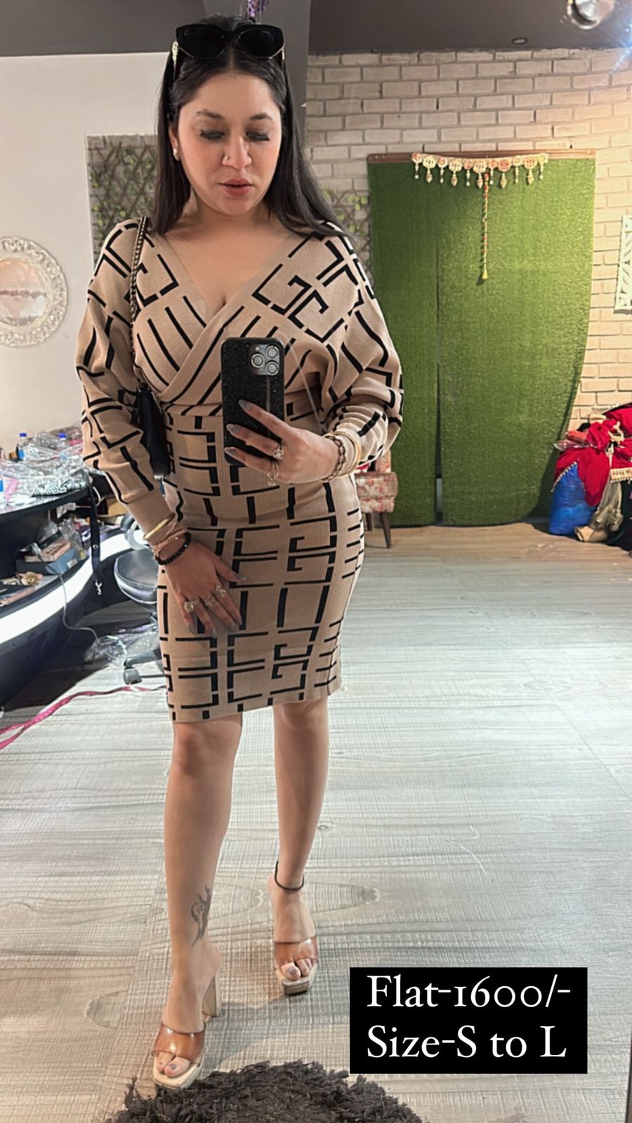 Vintage Beige Woolen Dress