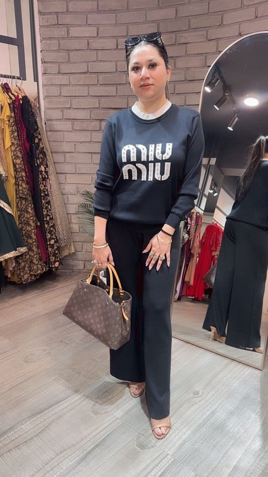 Miu Miu Black Woolen Cordset