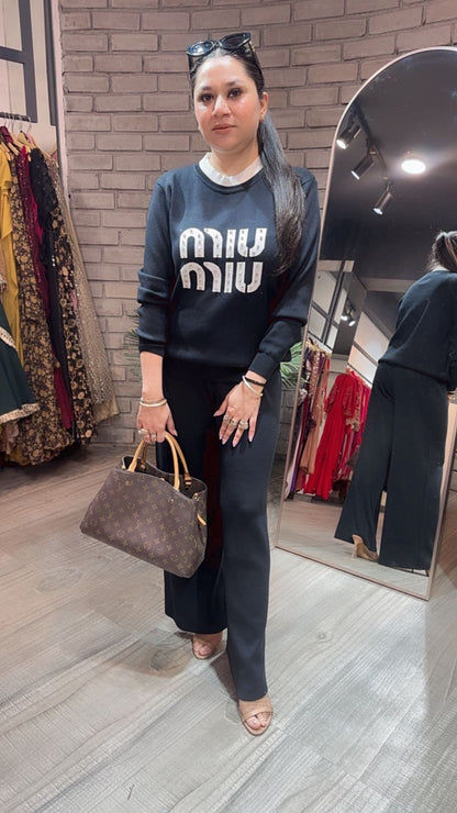 Miu Miu Black Woolen Cordset