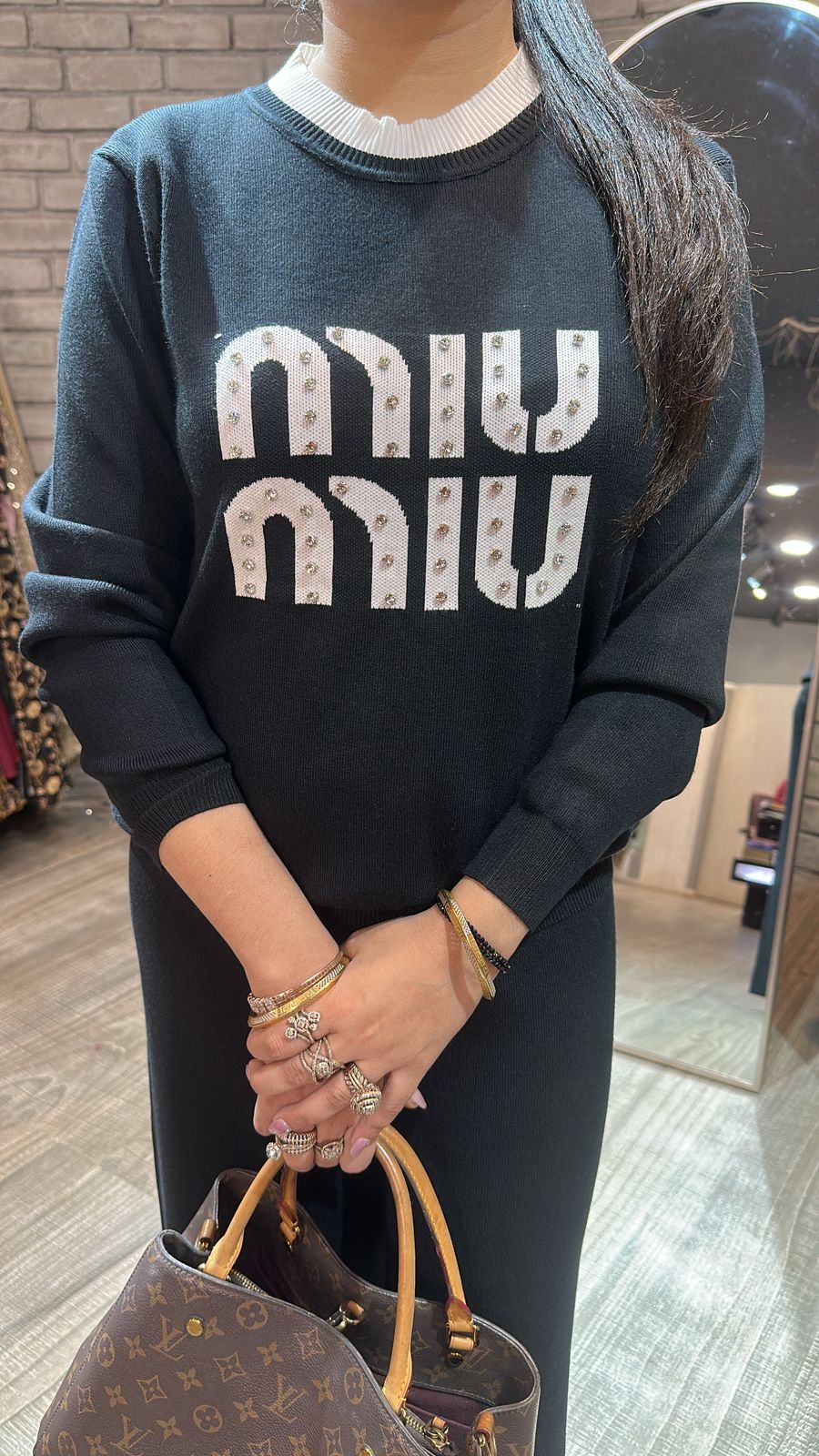 Miu Miu Black Woolen Cordset