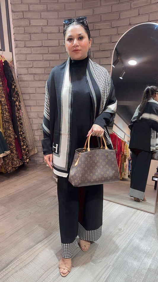 Freeze Black Woolen Cordset