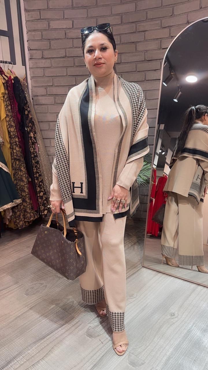 Freeze Beige Woolen Cordset
