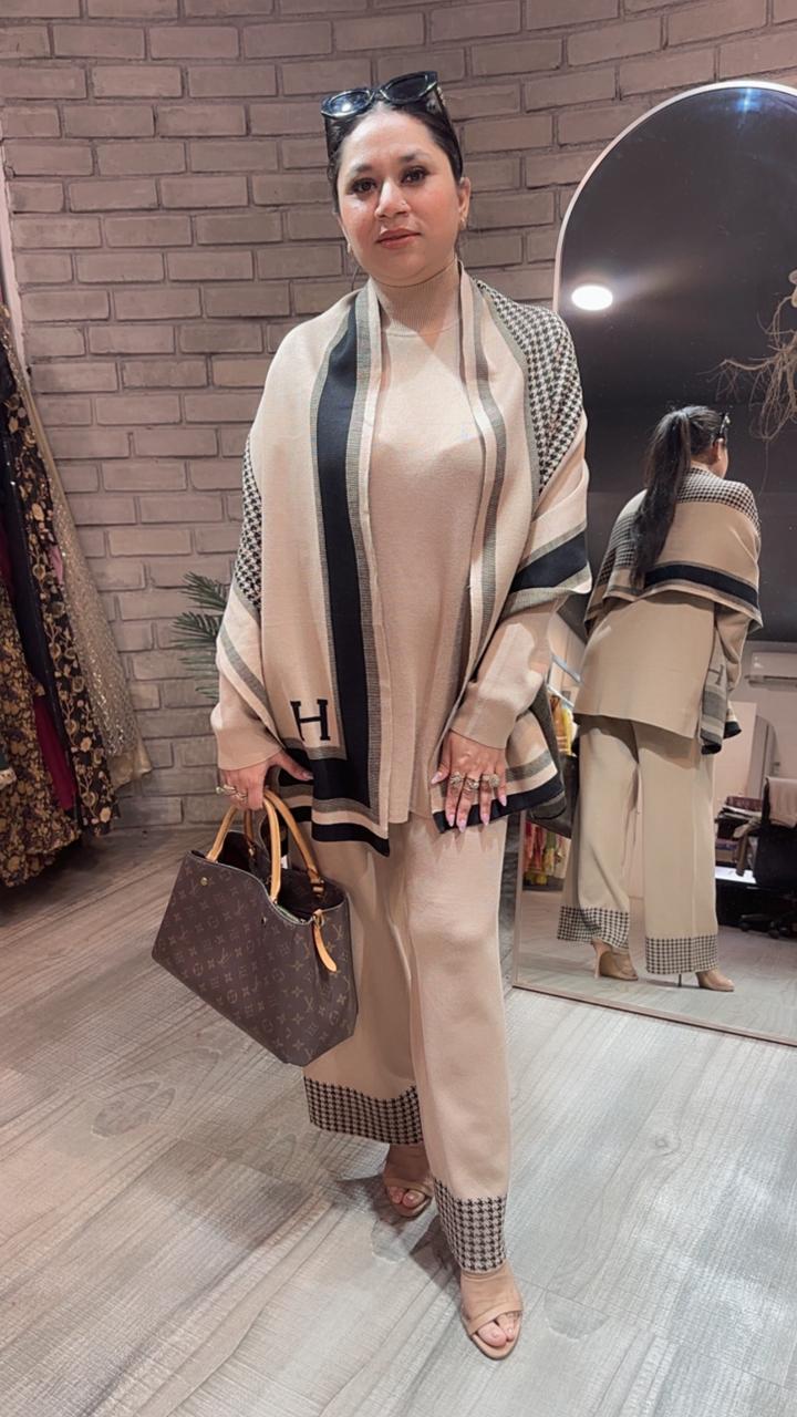 Freeze Beige Woolen Cordset
