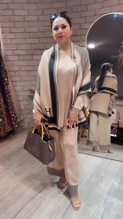 Freeze Beige Woolen Cordset