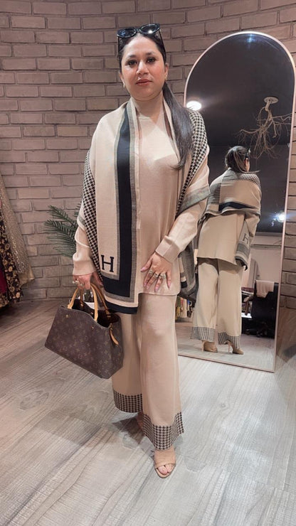 Freeze Beige Woolen Cordset