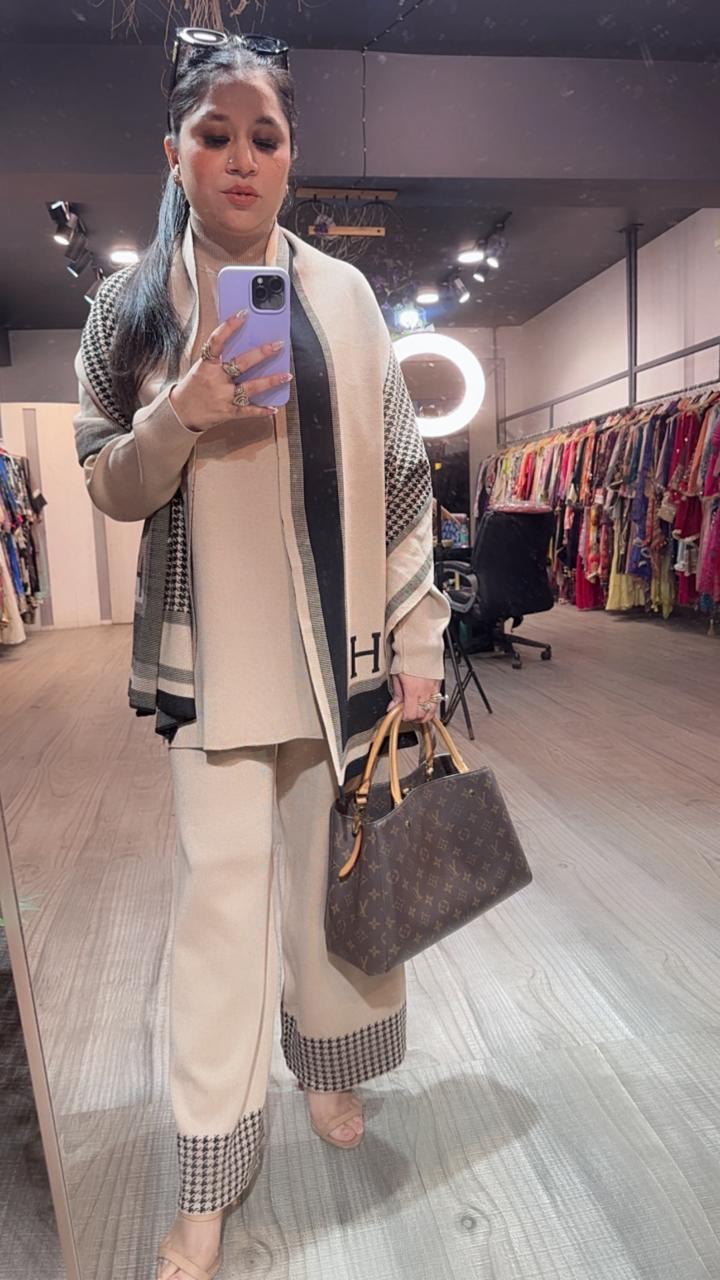 Freeze Beige Woolen Cordset