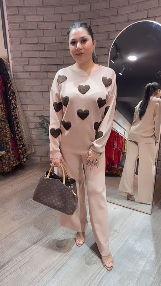 Dil wala Beige Woolen Cordset