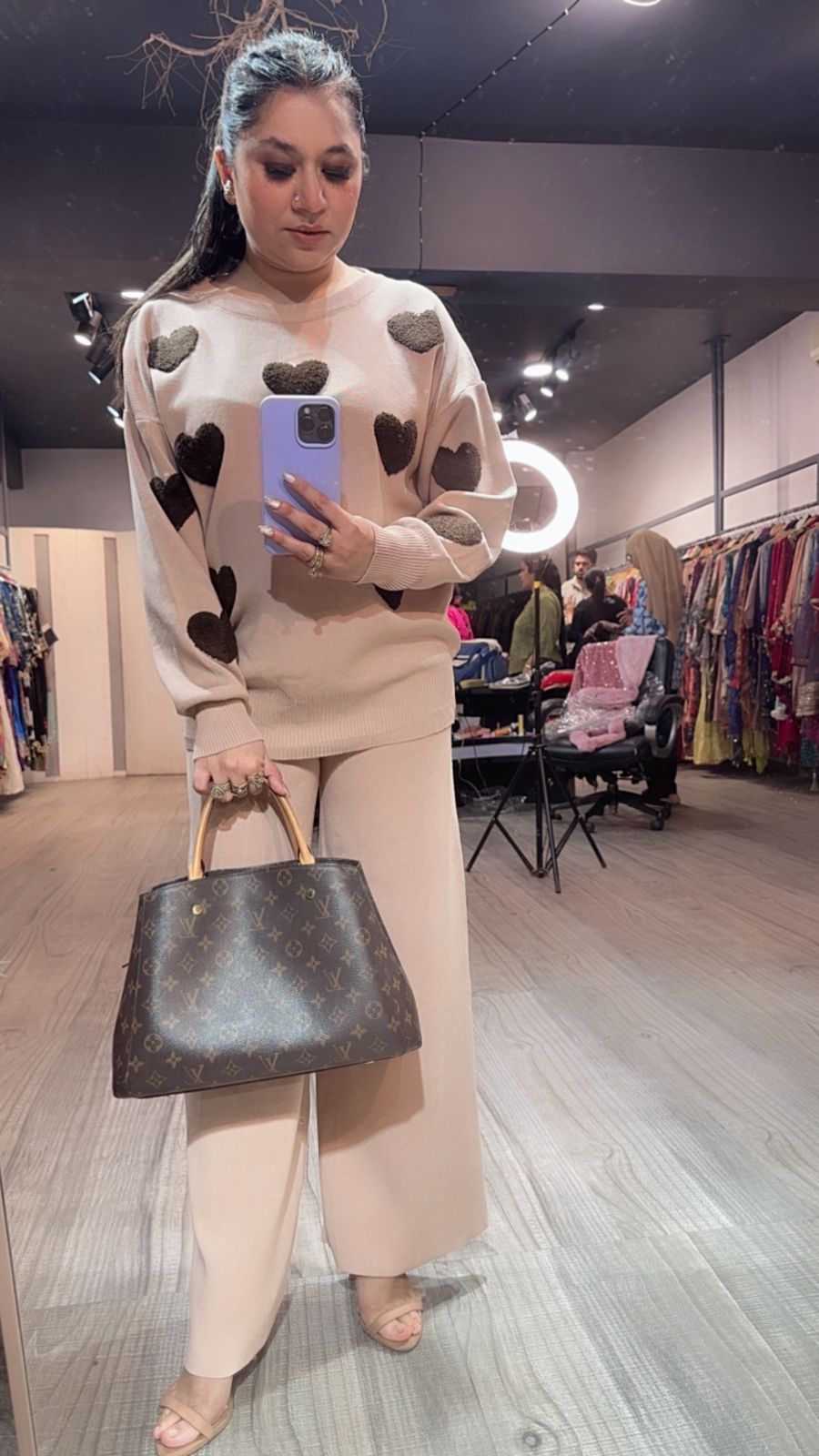 Dil wala Beige Woolen Cordset