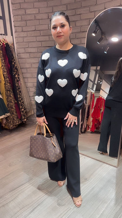 Dil wala Black Woolen Cordset