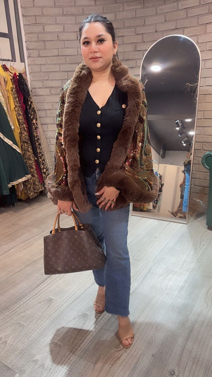 Glimmer Brown Fur Stole