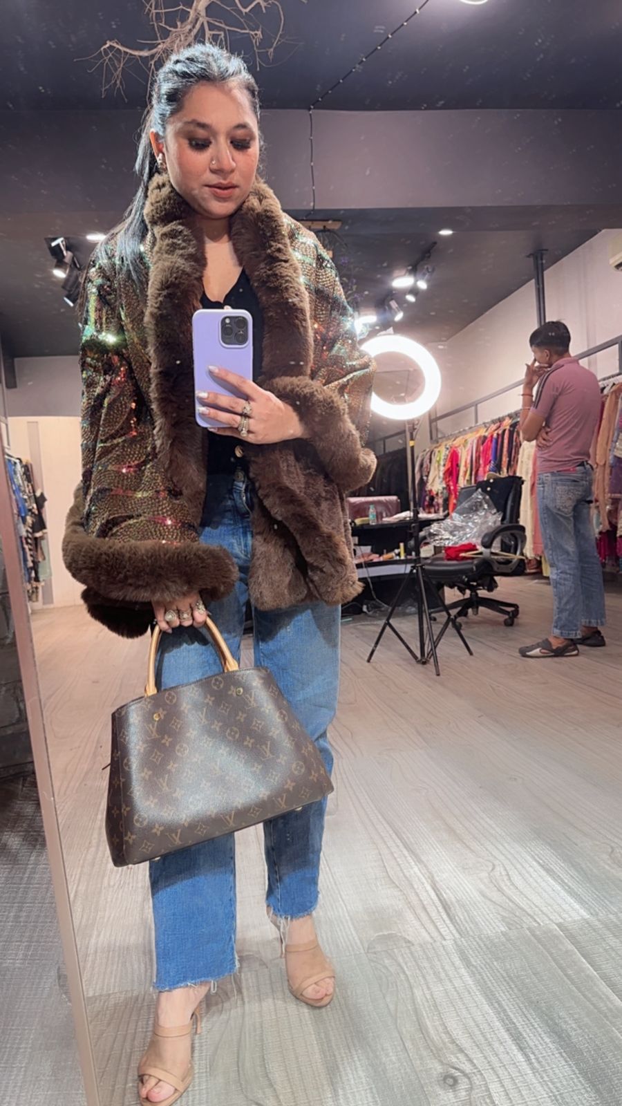 Glimmer Brown Fur Stole