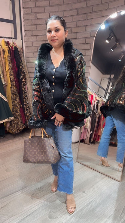 Glimmer Black Fur Stole