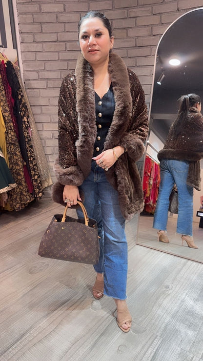 Glitter Brown Fur Stole
