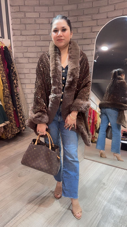 Glitter Brown Fur Stole