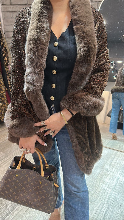 Glitter Brown Fur Stole