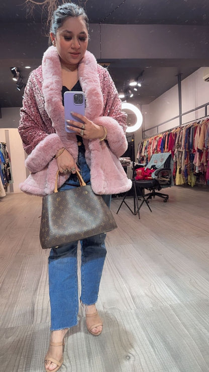 Glitter Pink Fur Stole
