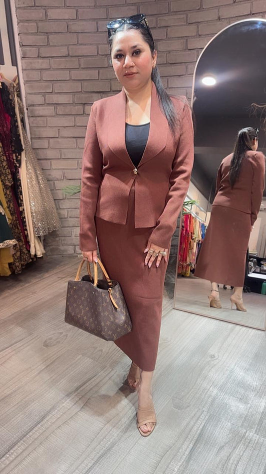 Cartier Brown Woolen Skirt Cordset