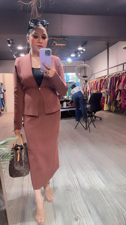 Cartier Brown Woolen Skirt Cordset