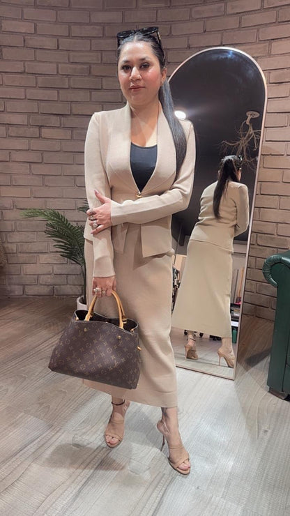 Cartier Beige Woolen Skirt Cordset
