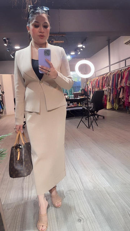 Cartier Beige Woolen Skirt Cordset