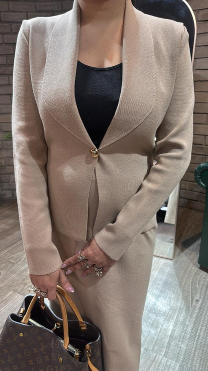 Cartier Beige Woolen Skirt Cordset