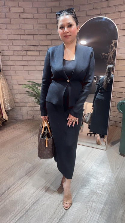 Cartier Black Woolen Skirt Cordset