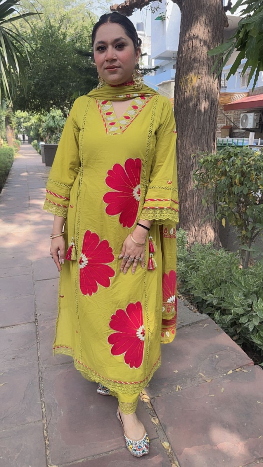 Rasgulla lime Cotton suit