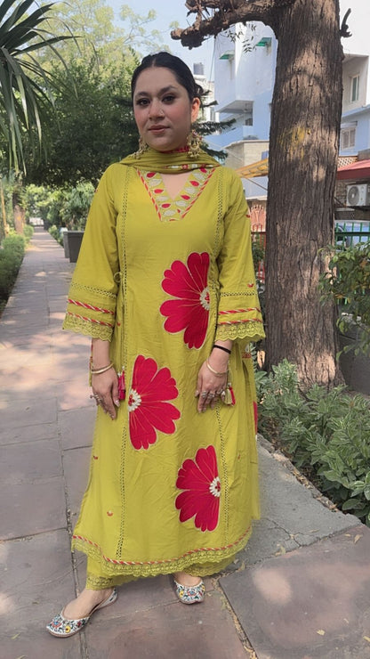 Rasgulla lime Cotton suit