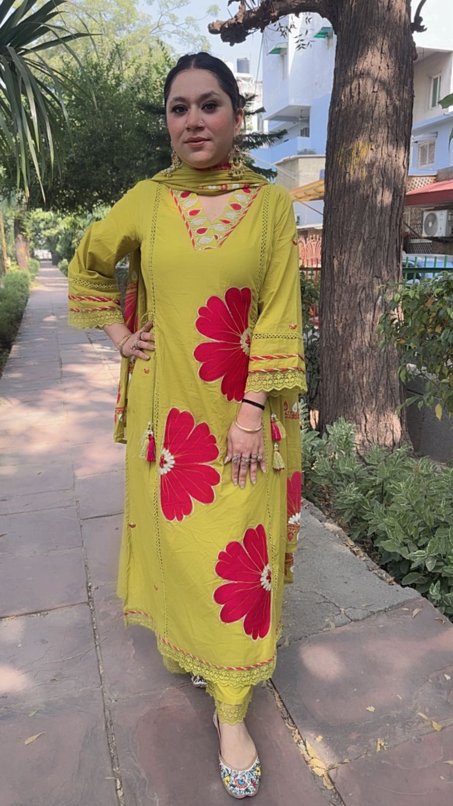 Rasgulla lime Cotton suit