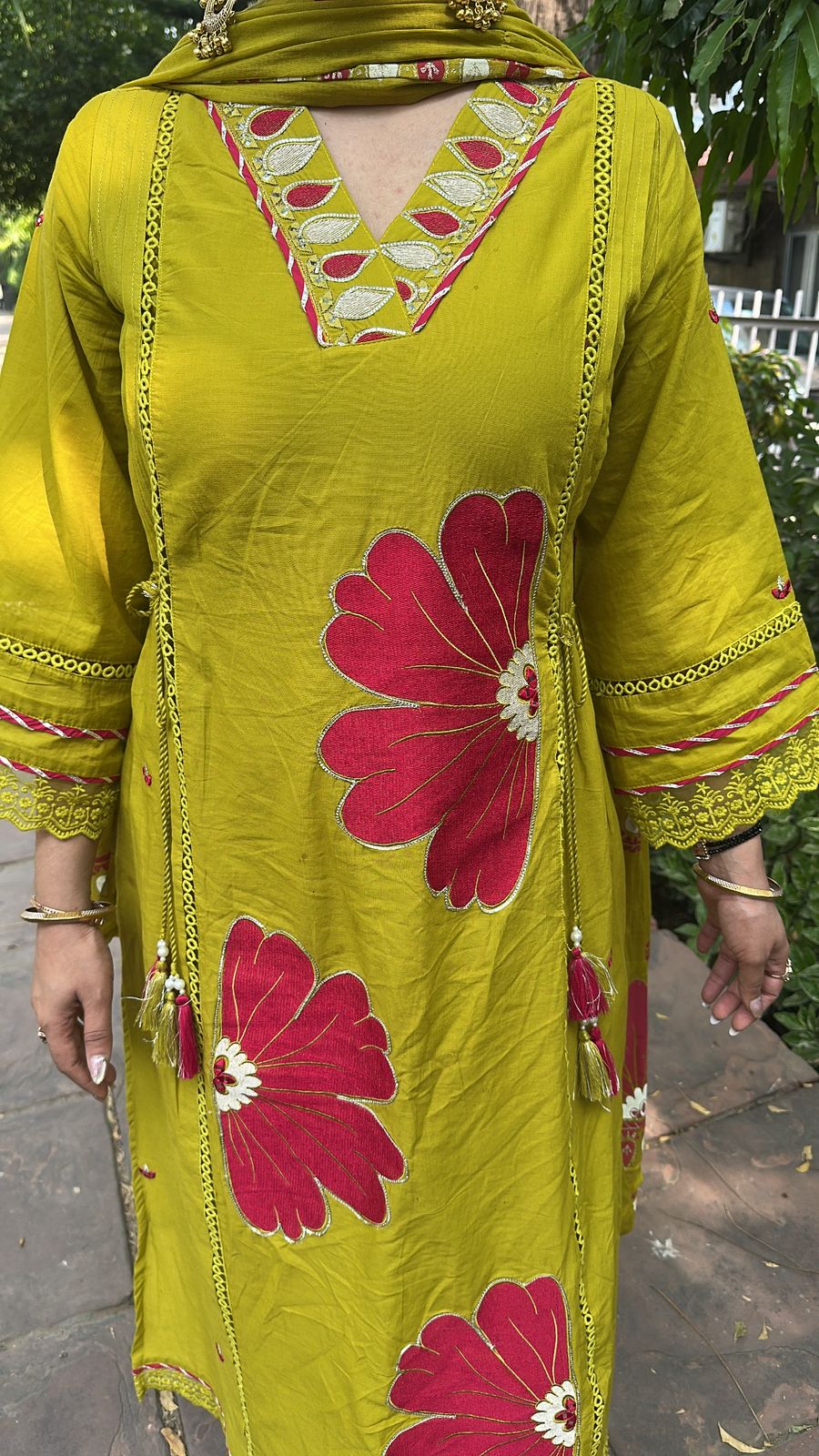Rasgulla lime Cotton suit