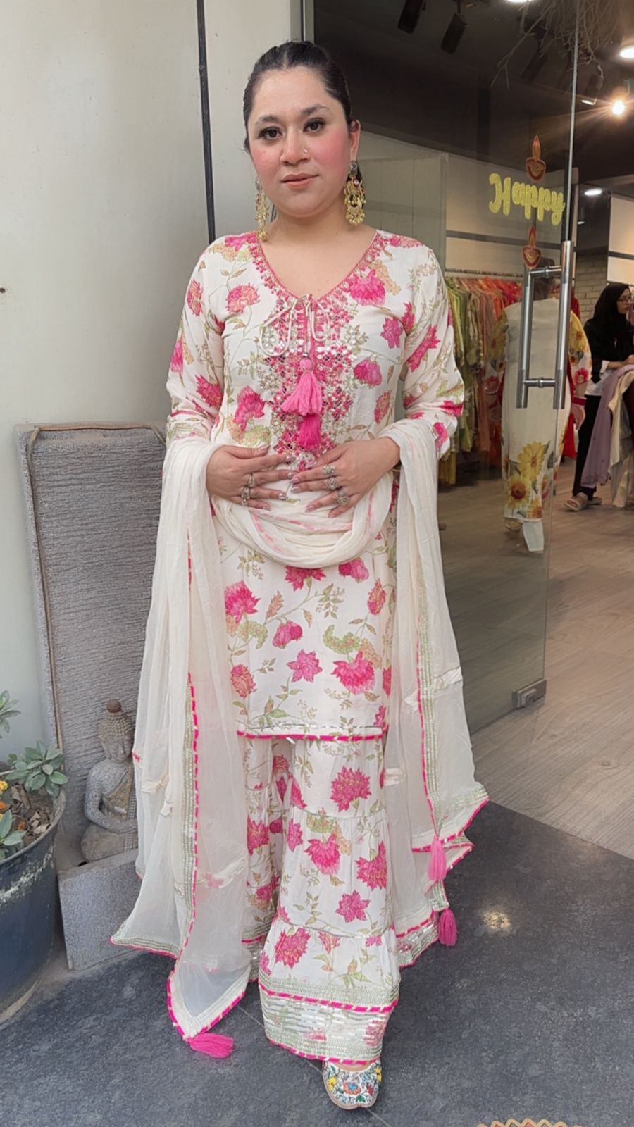 Mukabar offwhite Digital Print Sharara Suit