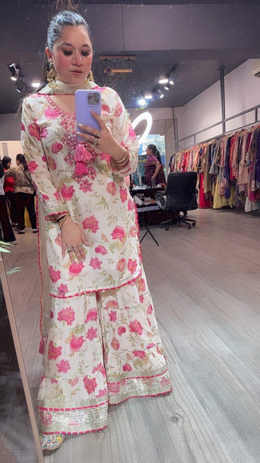 Mukabar offwhite Digital Print Sharara Suit