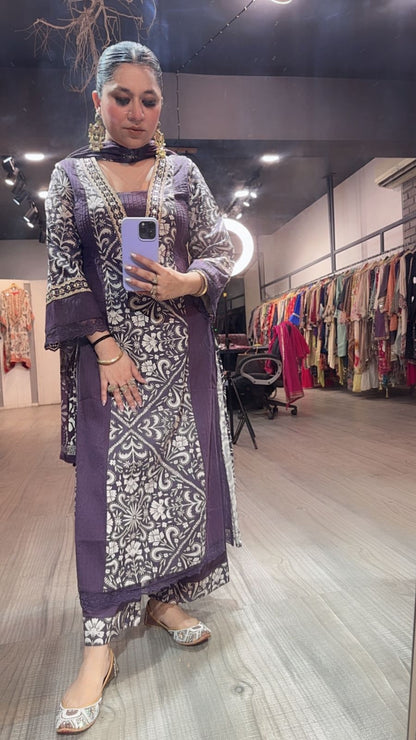 Kashish Lavander Designer Cotton suit
