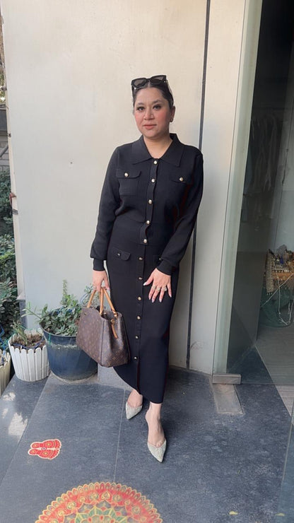 Kennedy Black Woolen Skirt Cordset