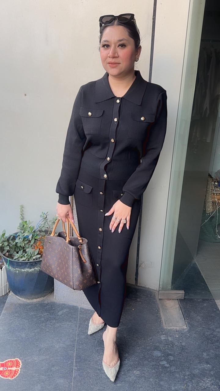 Kennedy Black Woolen Skirt Cordset