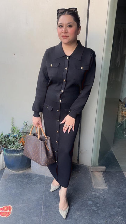 Kennedy Black Woolen Skirt Cordset