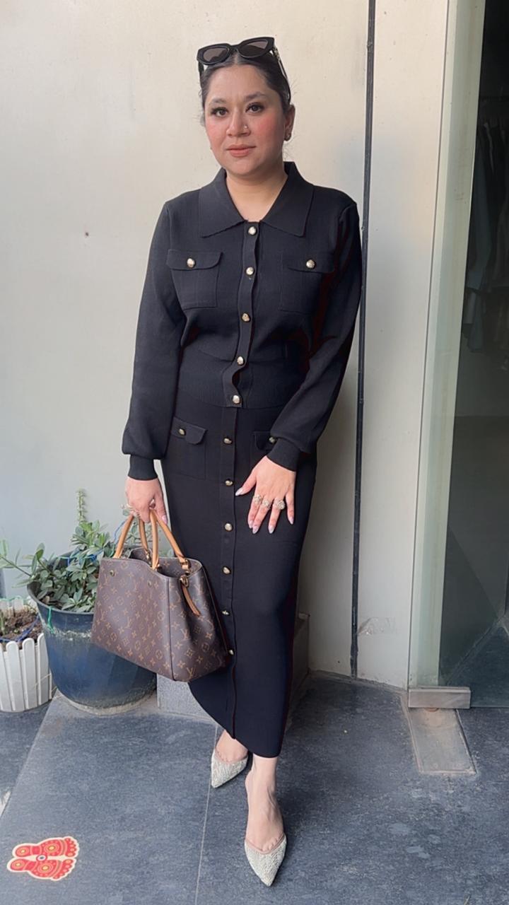 Kennedy Black Woolen Skirt Cordset