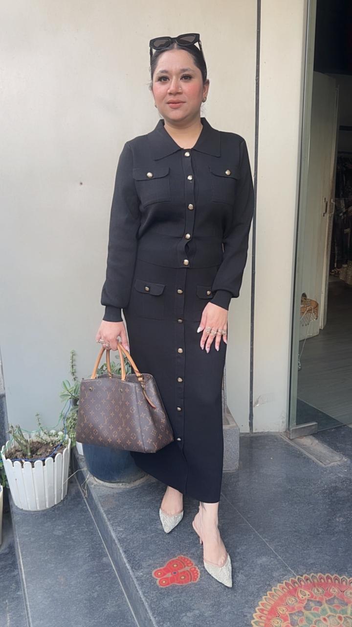 Kennedy Black Woolen Skirt Cordset