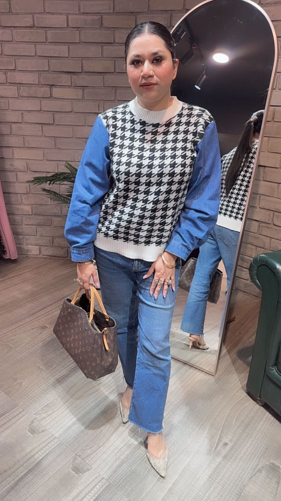 Crossword white Black Denim Sweater