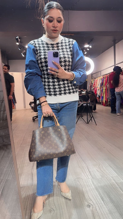 Crossword white Black Denim Sweater