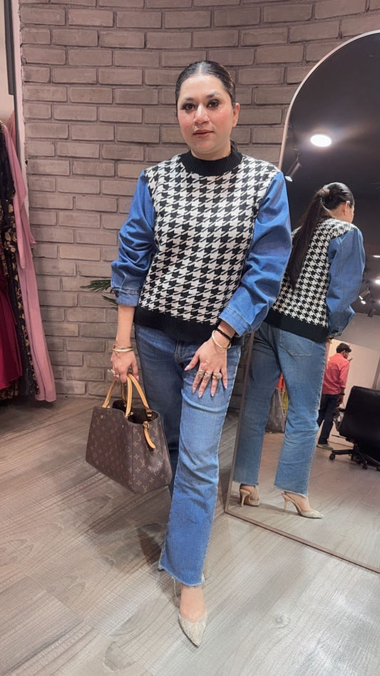 Crossword Black white Denim Sweater